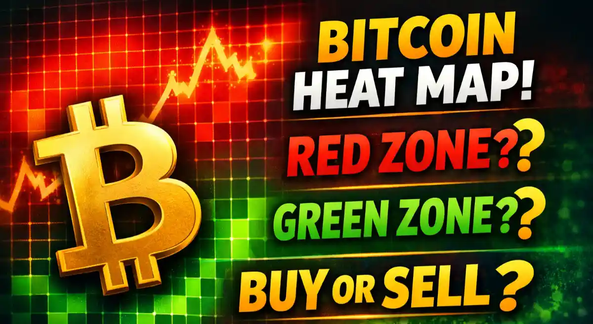 Bitcoin heat map showing red and green zones